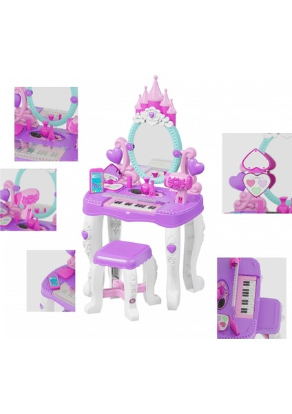 Prensesim Piyanolu Sandalyeli Makyaj ve Güzellik Masası Takımı