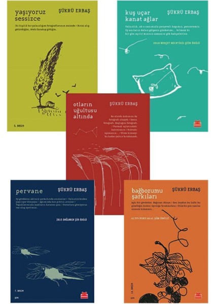 Şükrü Erbaş Şiir Serisi (5 Kitap) Bağbozumu, Yaşıyoruz Sessizce, Kuş Uçar Kanat Ağlar ....