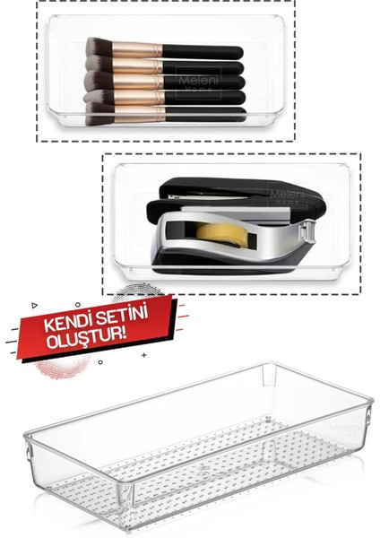 Modüler Çekmece Içi Düzenleyici, Makyaj Takı Düzenleyici - Ofis Masaüstü Organizer 30,5 x 15 cm