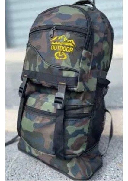 Körüklü Kamuflaj Su Geçirmez Çok Gözlü Laptop Bölmeli Kampçı-Seyahat-Dağcı Sırt Çantası 90 Lt