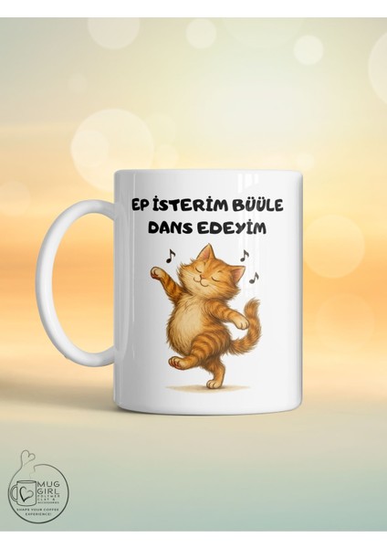 Tembel Kedi Serisi Kupa – Ep Isterim Büüle Mizahi Tasarımlı Baskılı Porselen Kupa fiyatları