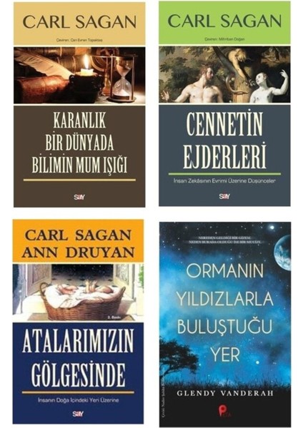 Carl Sagan Set 4-Karanlık Bir Dünyada Bilimin Mum Işığı-Cennetin Ejderleri-Atalarımız-1 Kitap Hediye