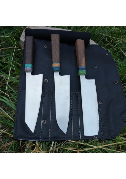 3'lü Şef Bıçağı Seti - Premium Kalitede - Çanta Hediyeli