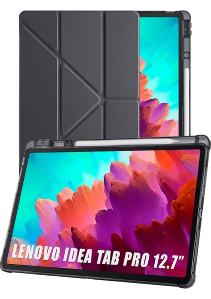 Lenovo Idea Tab Pro 12.7” TB373FU Uyumlu Tri Folding Kalem Bölmeli Uyku Modlu Akıllı Kılıf