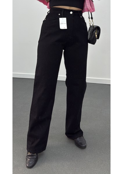 Miami Siyah Renk Süper Yüksek Bel Wide Leg Jeans