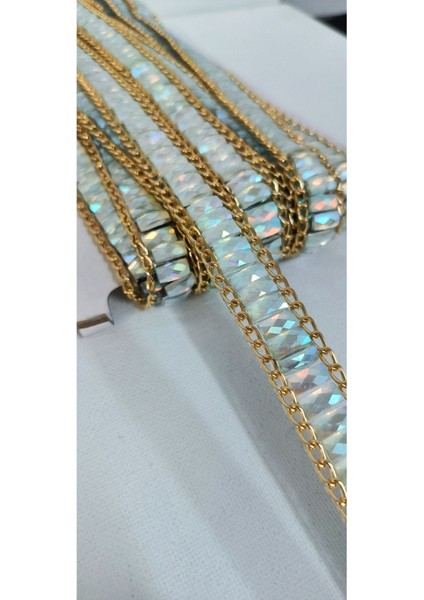 Özel Kristal Taşlı Janjanlı Gold Zincirli Yapıştırma Şerit fiyatları