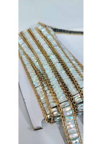 Özel Kristal Taşlı Janjanlı Gold Zincirli Yapıştırma Şerit fırsatları