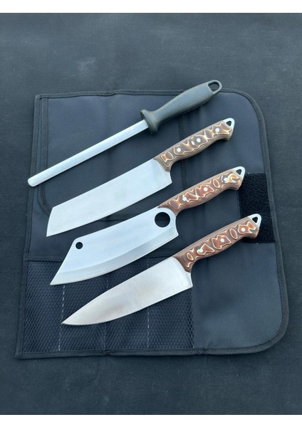 Verzalit Saplı Taşıma Çantalı Şef, Kasap, Mutfak Bıçak Seti