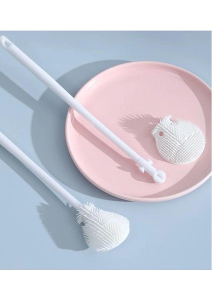 Silikon Beyaz Kavanoz ve Biberon Temizlik Fırçası