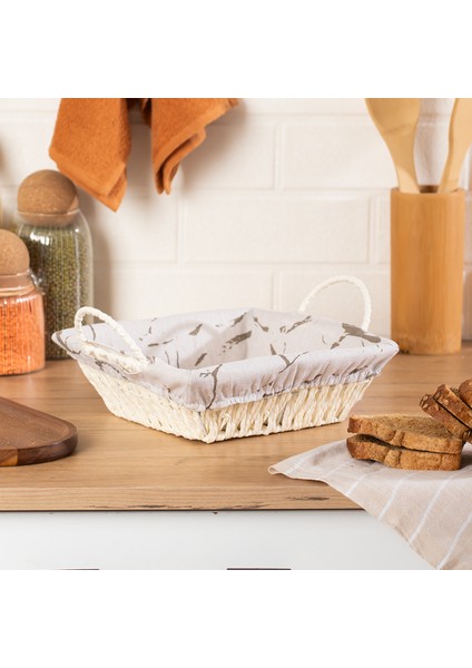 MIO-021 2li Hasır Görünümlü Kulplu Kare Ekmek Sepeti Beyaz 25,5cm fiyatları