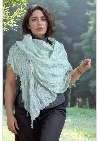 Ipek Şal - 75 X200 cm - Gofreli - El Dokuması - %100 Ödemiş Ipeği