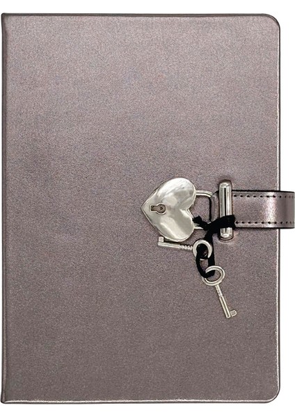 Hush Hush Kilitli Kutulu Metalik Çizgili Defter Platinum 124-1908