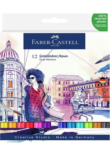 Fc Goldfaber Aqua Çift Uçlu Markör 12 Renk