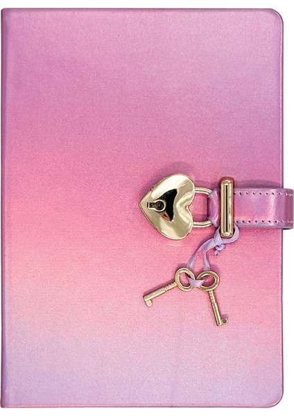 Hush Hush Kilitli Kutulu Metalik Çizgili Defter Altın 124-1910