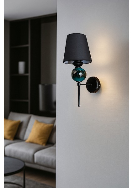 Tekli Perge Aplik Siyah Yeşil Seramikli Siyah Boyalı Siyah Şapkalı