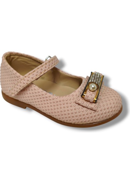 3086-20 Baskı Deri Inci Taşlı Kız Çocuk Babet 21-25
