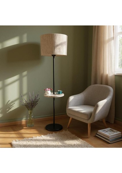 Retain Modern S,yah Ayaklı Silindir Şapkalı Lambader