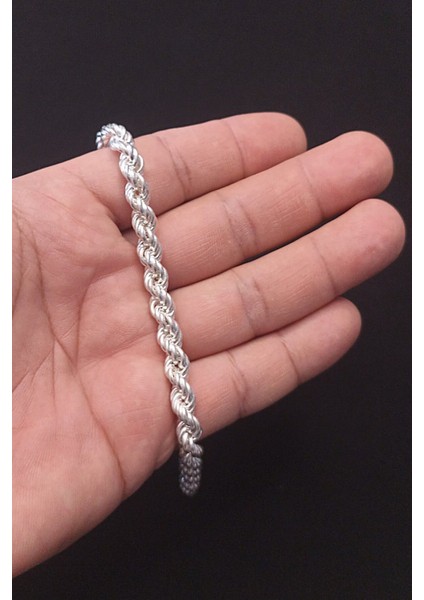 925 Ayar Gümüş Unisex Burgu Halat Bileklik 7 mm 21 cm fiyatları
