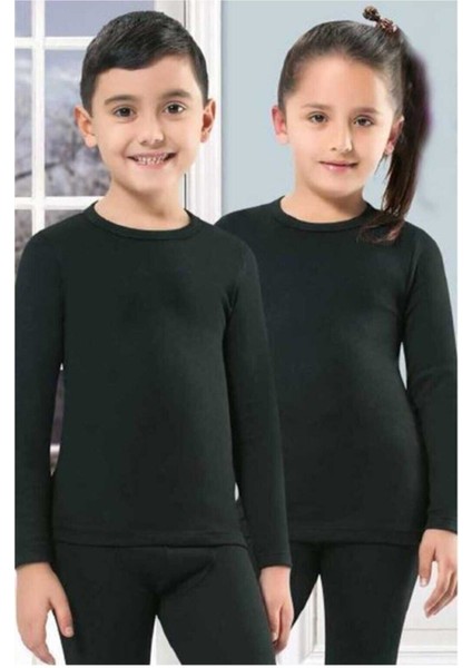Unisex Çocuk Uzun Kollu Atlet Termal Siyah 3 modelleri