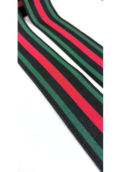Siyah Zemin Yeşil Kırmızı Lastik Şerit