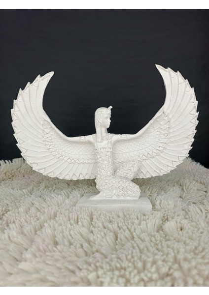 Antik İsis Heykel Obje , Oturan Kanatlı İsis El Yapımı Beyaz Obje, Yüksek Kaliteli Malzeme Ev Dekoru, Hediyelik Ev Dekoru (29x22) fiyatları