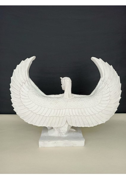 Antik İsis Heykel Obje , Oturan Kanatlı İsis El Yapımı Beyaz Obje, Yüksek Kaliteli Malzeme Ev Dekoru, Hediyelik Ev Dekoru (29x22) modelleri