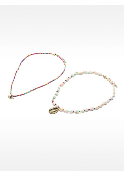 Deniz Kabuklu Çok Renkli Boncuklu Kolye modelleri