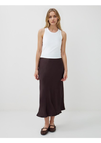 Kahverengi Normal Bel Dar Kesim Uzun Saten Etek