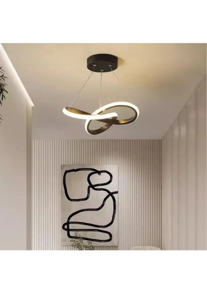 Aura Siyah Ultra Power Beyaz Ledli Avize Sarkıt Tekli Avize