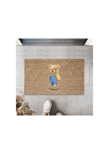 Bej Kapı Önü Paspası Nerd Ayıcık Desen K-3312