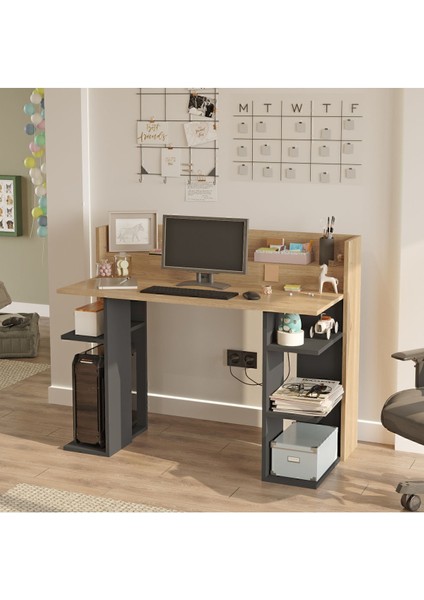 Pantego 124CM Çalışma Masası Bilgisayar Masası Raflı Beyaz Pan1-Sa fiyatları