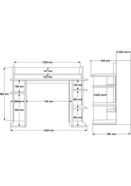 Pantego 124CM Çalışma Masası Bilgisayar Masası Raflı Beyaz Pan1-Sa