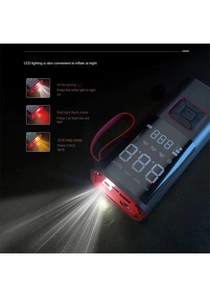 3in1 Kablosuz USB Type-C 3*2000MAH Göstergeli Oto Lastik Hava Pompası fiyatları
