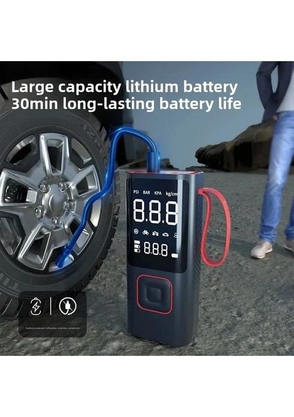 3in1 Kablosuz USB Type-C 3*2000MAH Göstergeli Oto Lastik Hava Pompası indirimleri