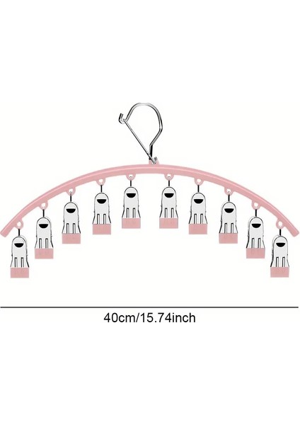 1 Adet Silikon Kaplamalı Çoklu Şal-Çorap-Kravat-Şapka Askısı | Pembe Çok Mandallı Gardırop Düzenleme