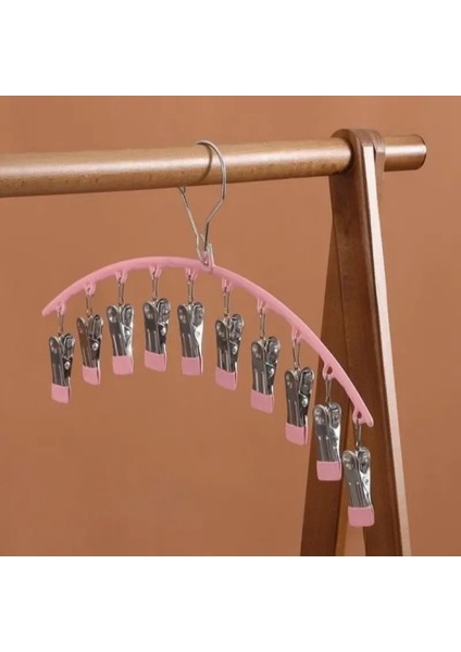 1 Adet Silikon Kaplamalı Çoklu Şal-Çorap-Kravat-Şapka Askısı | Pembe Çok Mandallı Gardırop Düzenleme indirimleri