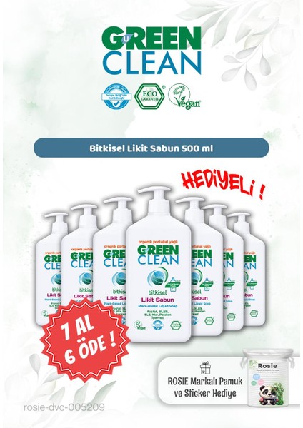 7 Al 6 Öde Green Clean Portakal Yağ. Likit Sabun 500 ml ve Rosie Hediye