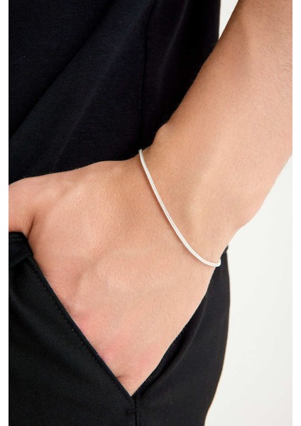 925 Ayar Gümüş Unisex Tilki Kuyruğu Bilekil 1.6 mm