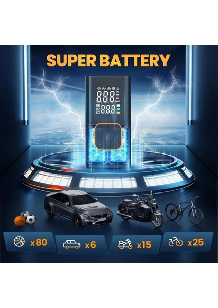 Dijital Kablosuz USB 2*2000MAH Göstergeli Oto Lastik, Bisiklet Hava Pompası Kompresörü indirimleri