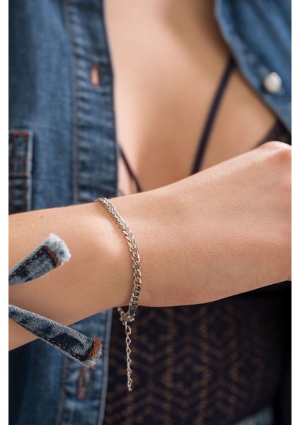 925 Ayar Gümüş Rodyum Kaplamalı Bayan Gurmet Bileklik