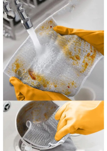 3'lü Set Inox Çok Amaçlı Tel Temizlik Bezi, Çelik ve Bulaşık Temizliği Için fırsatları