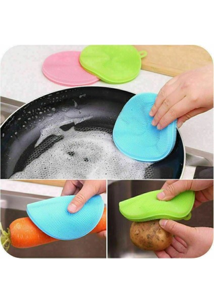 Pratik 2'li Silikon Bulaşık Fırçası Seti, Tava Tutucu ve Sebze Yıkama Aracı