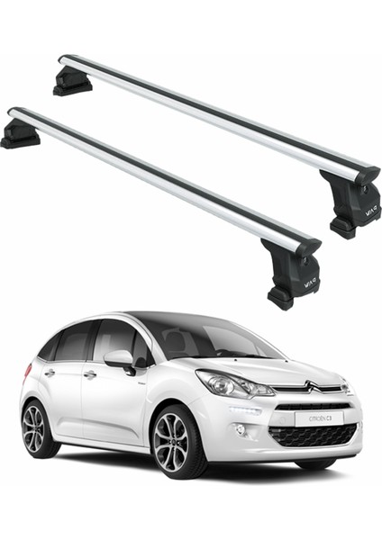 Citroen C3 A51 2009-2016 Tavan Taşıyıcı Ara Barlar – Vidalı Montaj, Toros Fix Pro, Gri