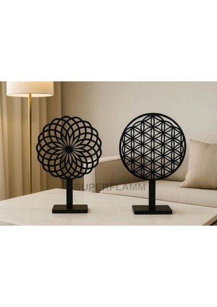 Metal Lazer Kesim Yaşam Çiçeği Yantra Torus Bolluk ve Bereket Sembolü Dekoratif Obje fiyatları