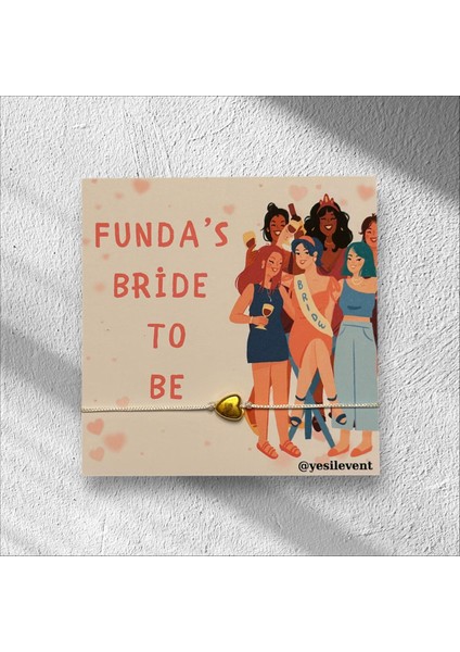 Söz & Nişan & Nikah & Bride To Be Hediyelik Plastik Kalp Bileklik Tasarım Kart 6 Adet 9x9