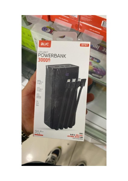 30.000 Mah Plus Dijital Göstergeli Dahili Çoklu Kablolu Powerbank,siyah,taşınabilir Şarj Cihazı bpb07 fiyatları