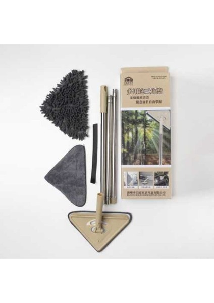 Teleskopik Üçgen Cam Silme Aparatı Mikrofiber Mop Sprey Bej fiyatları