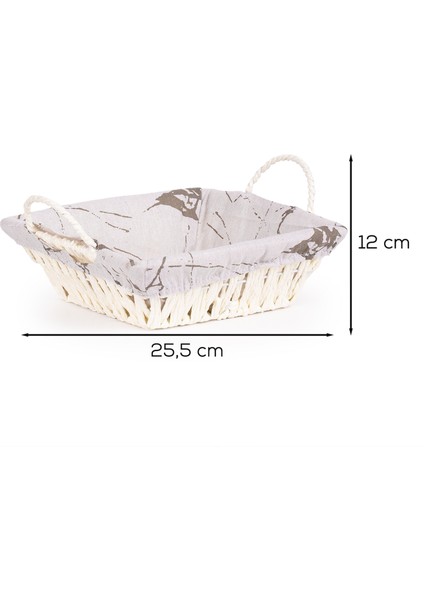 MIO-021 Hasır Görünümlü Kulplu Kare Ekmek Sepeti Beyaz 25,5cm fırsatları