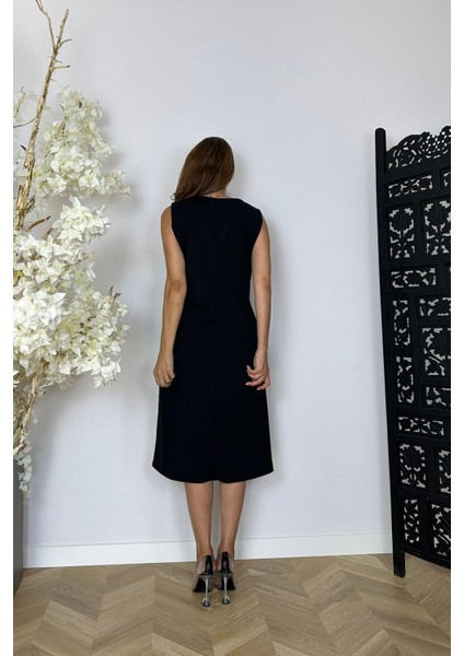 G1500 Taş Detaylı Kolsuz Elbise Siyah fiyatları