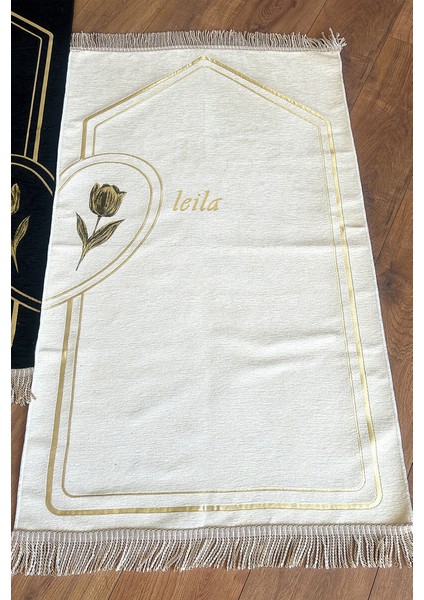 Hediye Kutulu Isme Özel Nakışlı Çiftler Için Kalpli Yumuşak Dokulu Seccade Seti Siyah Krem indirimleri